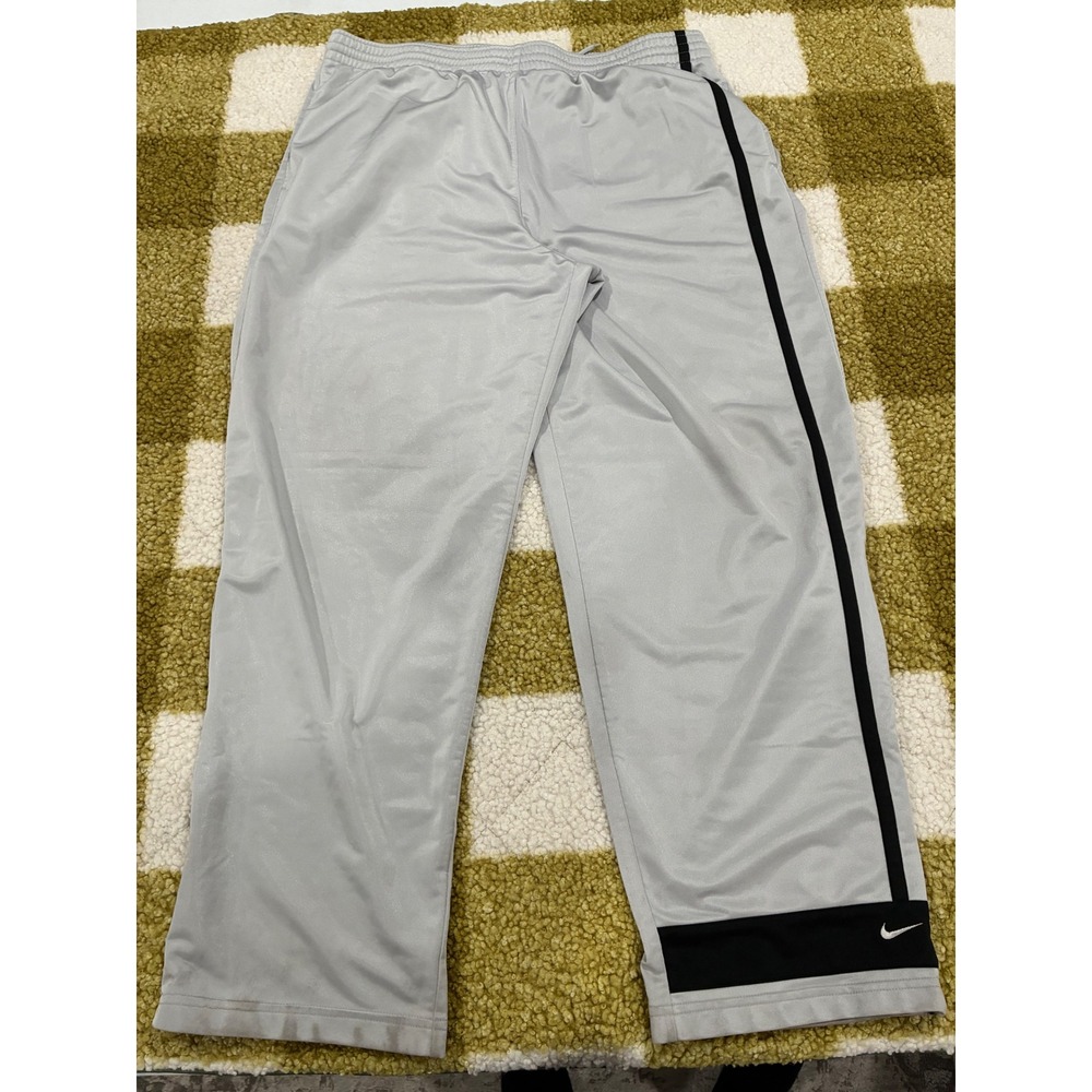 Nike Mens XXL Grey‎ Black Stripe Athletic Track Pants Zipper Ankle S1-NKA